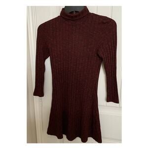 AMERICAN EAGLE OUTFITTERS DRESS WOMENS, S, FIT & FLAIR TURTLENECK, BURGANDY NWOT